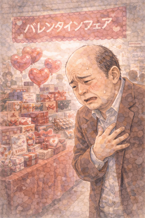 バレンタインフェアで心をえぐられる男性