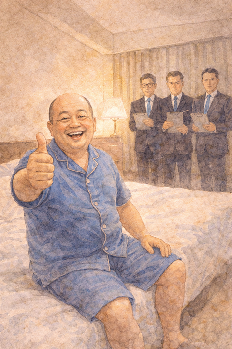 ホテル競技のシングルス男性と審査員