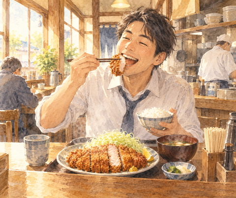朝からトンカツ男性
