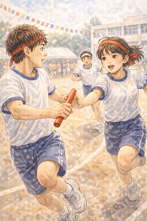 中学校の運動会リレー