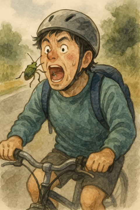 カメムシが口に