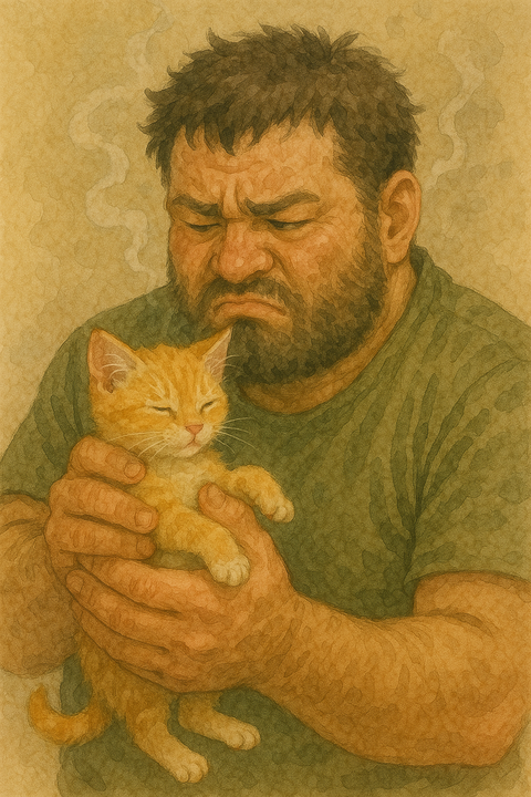 猫を可愛がる男