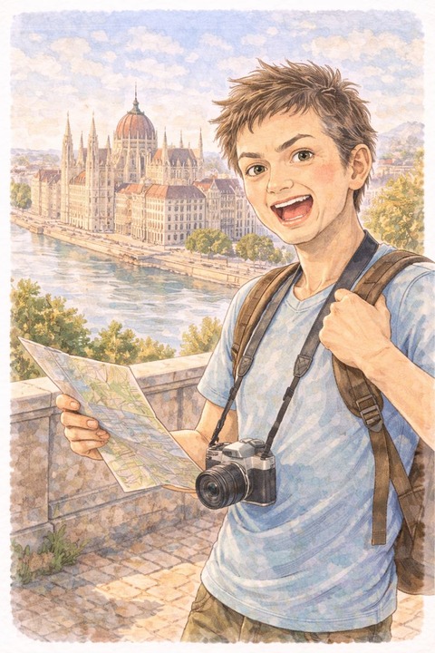 海外旅行に来た男性