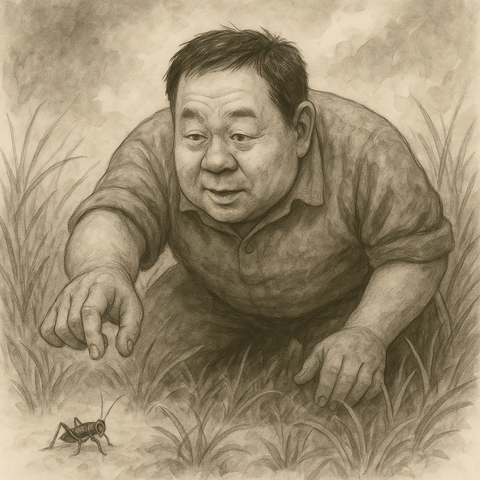 丸山さんのコオロギ採集