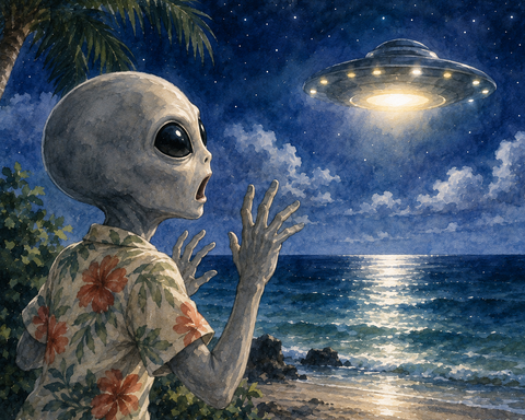 UFOに驚く宇宙人