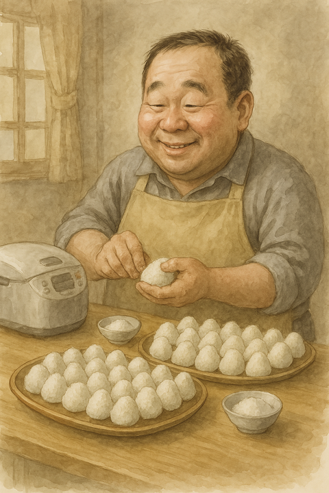 丸山さんのおにぎりづくり