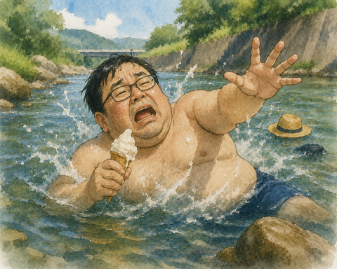 アイスを食べながら川に入り水難事故にあう男性
