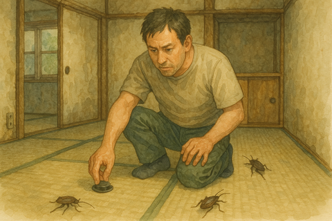 ブラックキャップを置く男性