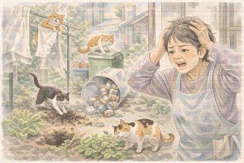 猫たちのいたずらに困る母