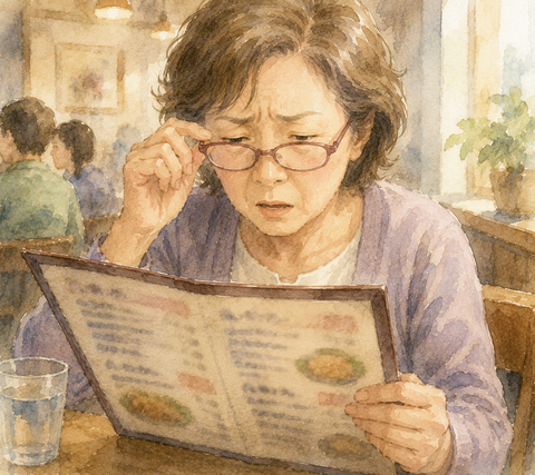 メニューの文字がすごく読みにくい老眼