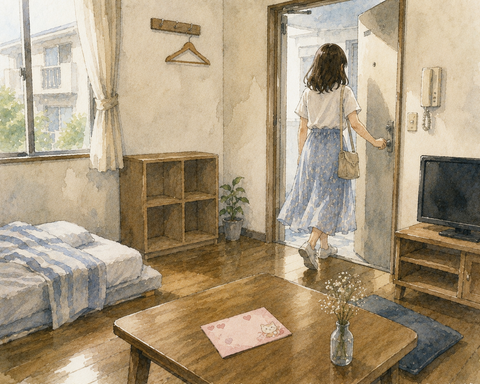 部屋　可愛い置手紙をして帰る彼女