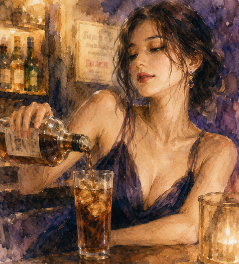 ウイスキーを飲む女性