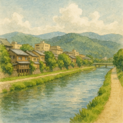 京都の鴨川風