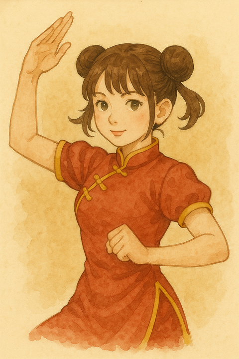 チャイナ服を着る女性