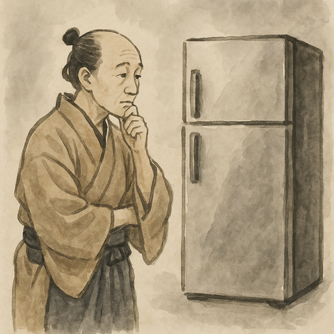 冷蔵庫を選ぶ町民