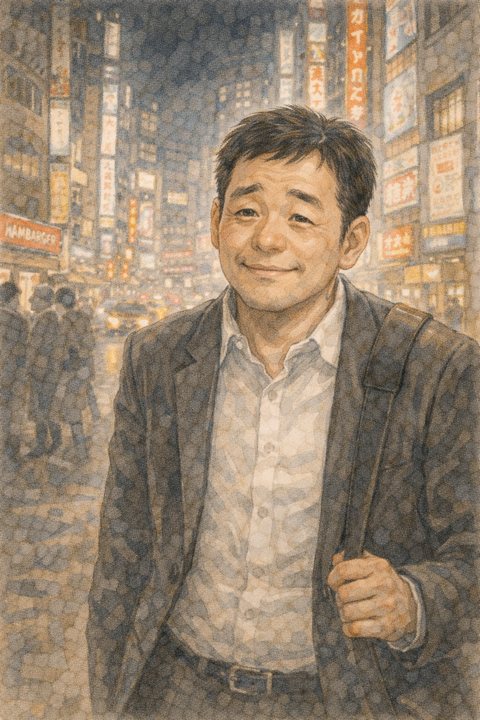 破れて寂しそうに歩く男性