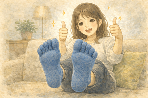 5本指ソックスを履いてドヤ顔の女性