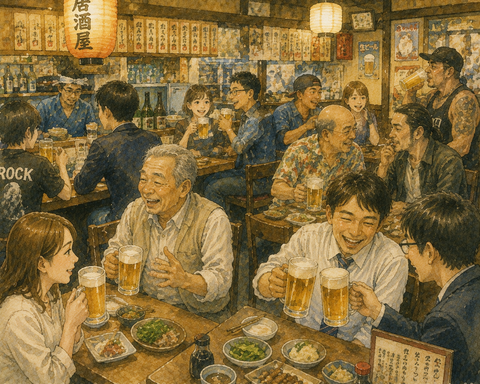 ビールを楽しむ居酒屋