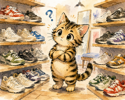 靴を選ぶ猫
