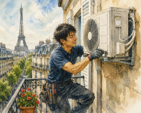 フランスでエアコン設置業者をする日本人男性