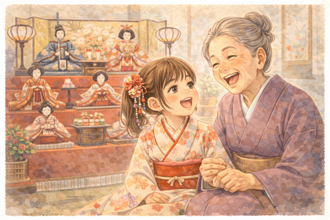 婆と孫とひなまつり