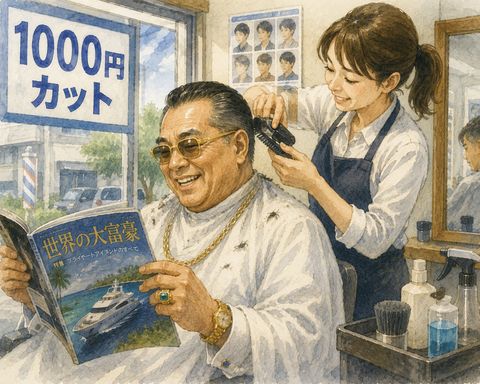 1000円カットで散髪する大金持ち
