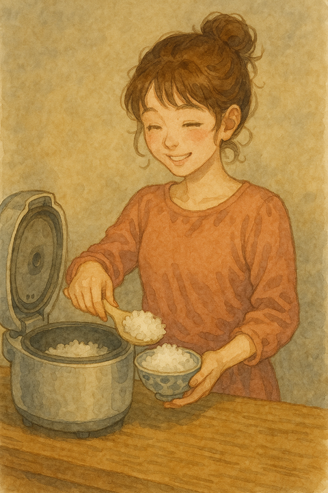 ご飯をよそう