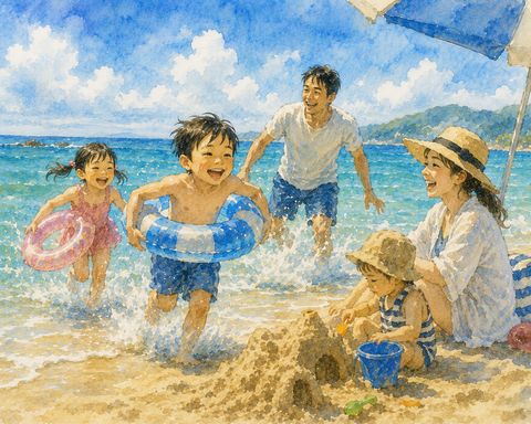 夏の海 家族で楽しむ