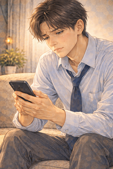 スマホを見る男性