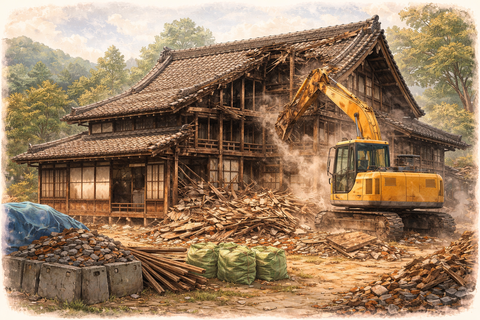 解体される日本家屋