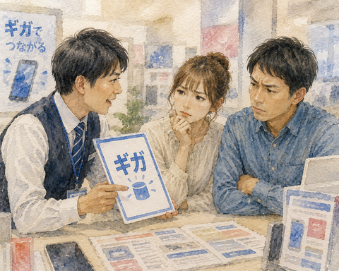 ギガの説明をする店員
