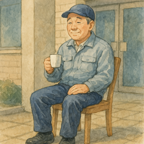 のんびりしているマンション管理人