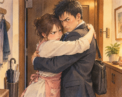 抱きしめあう夫婦臨戦態勢