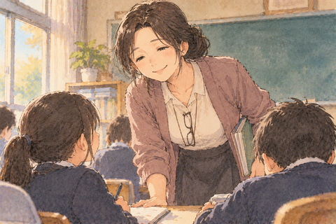 母くらいの年齢の先生　優しそう