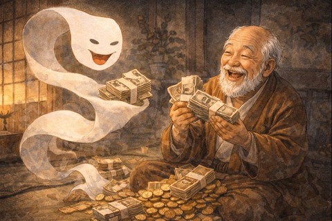 父にお金を運んでくる一反木綿