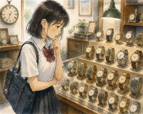 時計を選ぶ女子高生