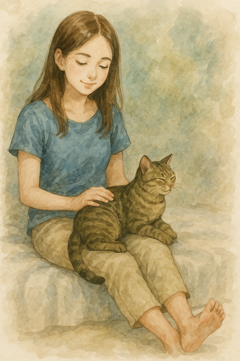 足の上に乗る猫