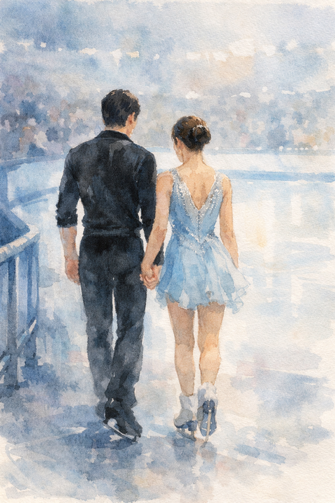 氷上のフィギュアペア選手