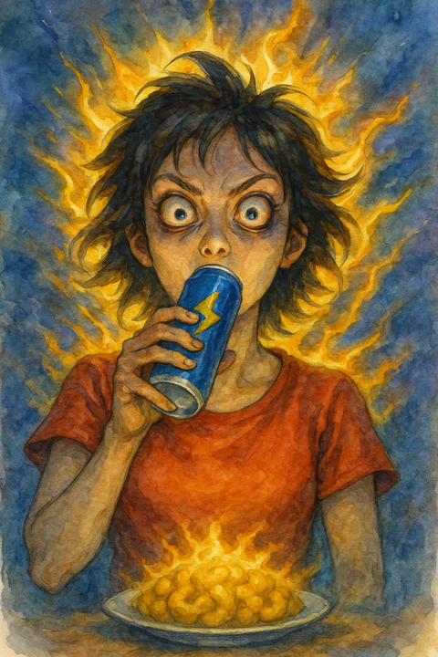 エナジードリンクを飲む女性