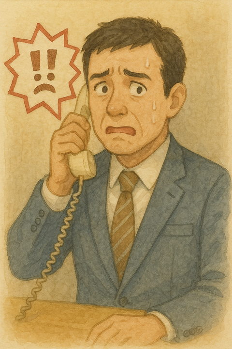 クレーム電話を受ける困った男性社員