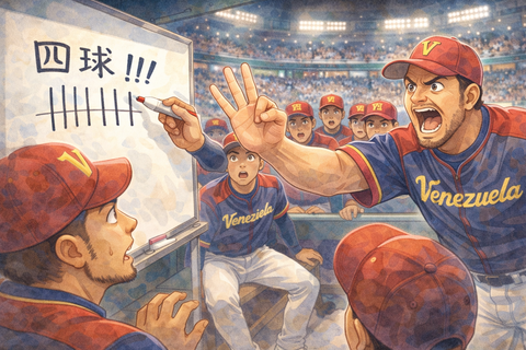 四球を支持する野球のコーチ