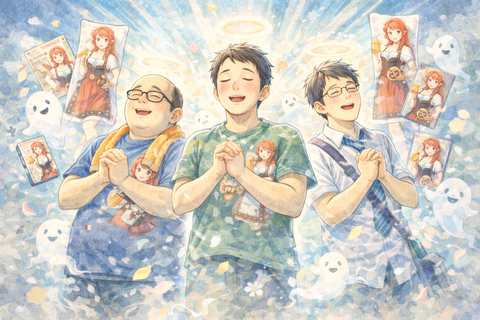 幸せな表情で成仏するアニメオタクたち