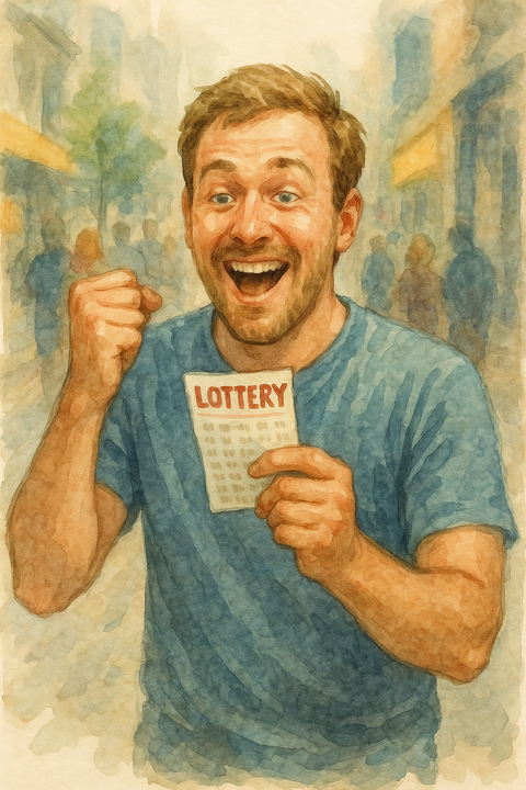 宝くじが当たった男性
