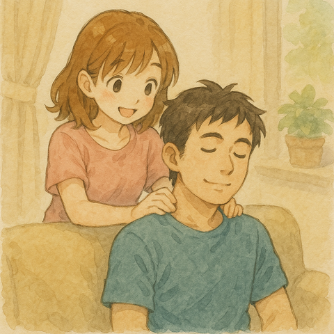 彼氏にマッサージする女の子