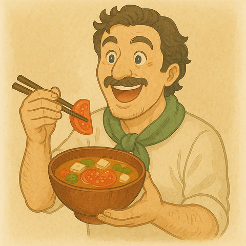 トマトみそ汁に喜ぶイタリア人