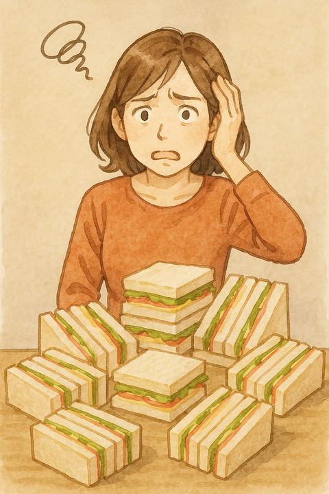 サンドイッチ作りすぎで困る女性