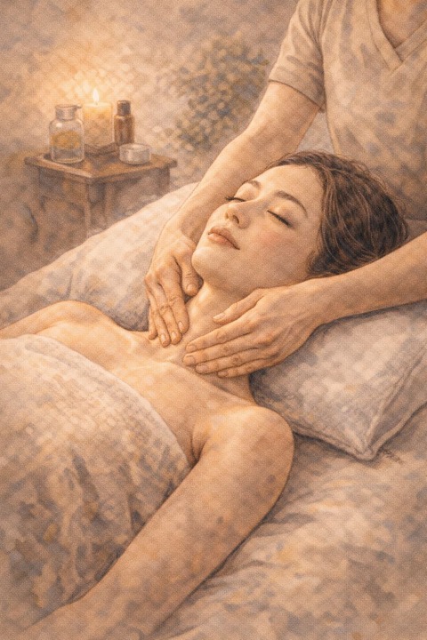 リンパマッサージを受ける女性