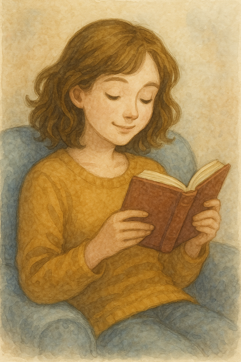 リラックスして小説を読む女性