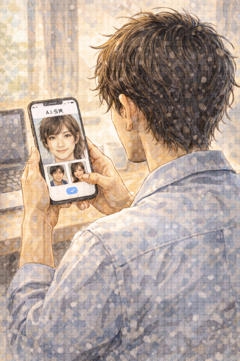 男女の顔を合成