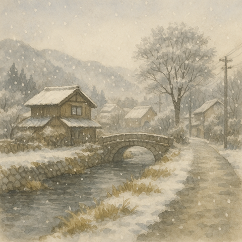 岩手で初雪の風景